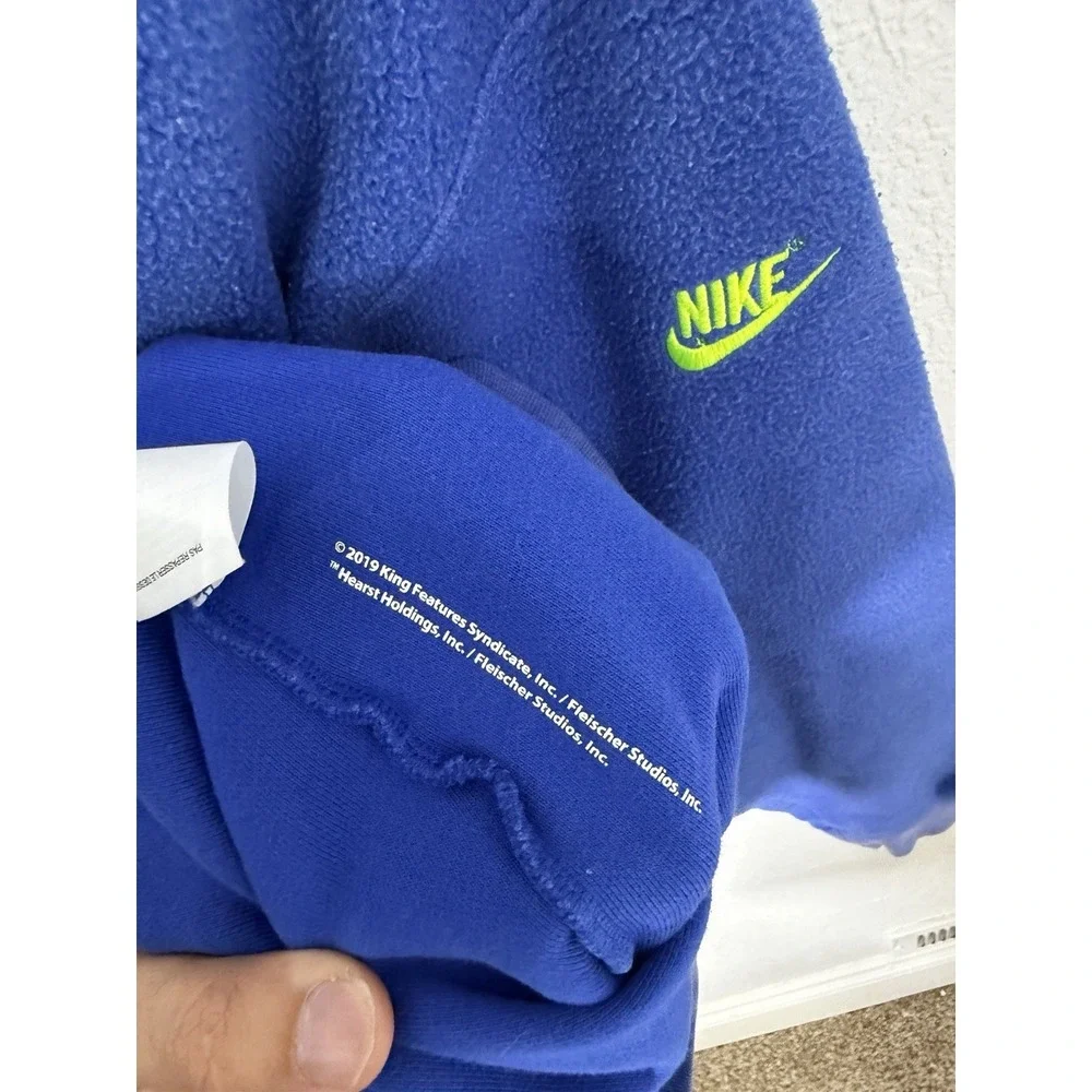 Womens NIKE X Olivia Kim Betty Boop Blue Fuzzy Crew Sweatshirt Small CT2024-480